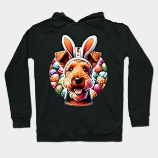 Welsh Terrier with Bunny Ears Welcomes Easter Joy Hoodie